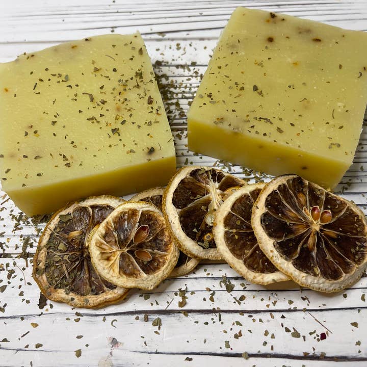 Lemon Thyme Cold Process Soap for wholesale by Peace Love and Lavender Soap