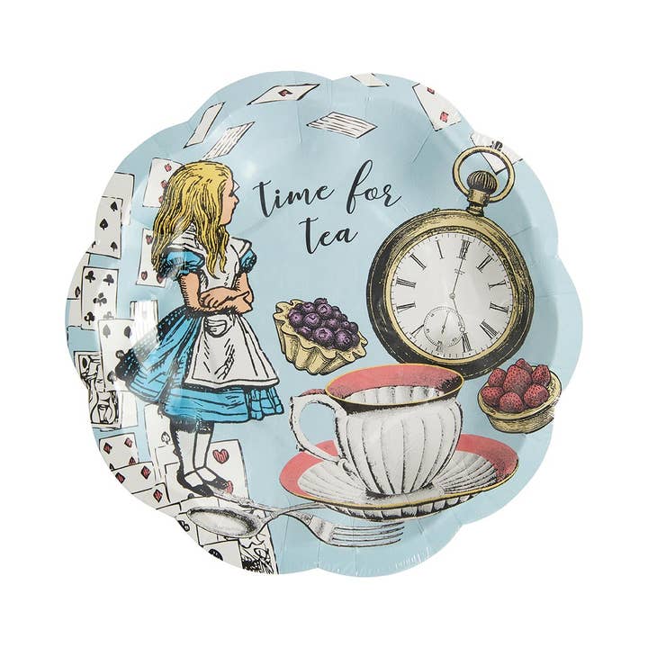 Talking Tables USA - Wholesale Disposable Plate - Alice in Wonderland Scalloped Plate | 12 Pack | Tea Party |