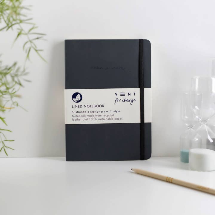 VENT for Change - Wholesale Notebook - Notebook A5 Recycled Leather Lined Paper - Charcoal