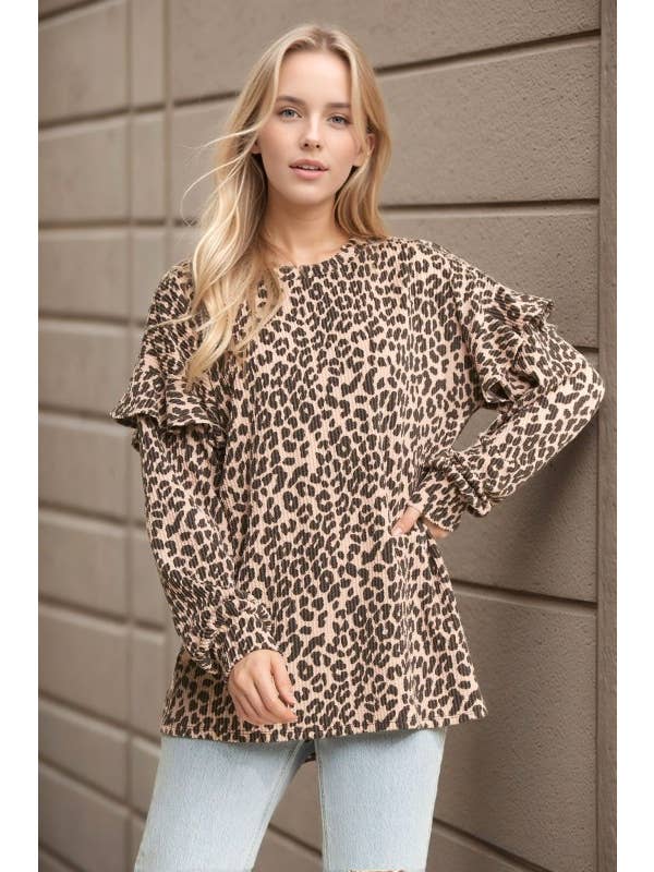 HEIMISH - Wholesale Tunic - Women's - ET7972-11 LONG RUFFLE SLEEVE ANIMAL TOP9