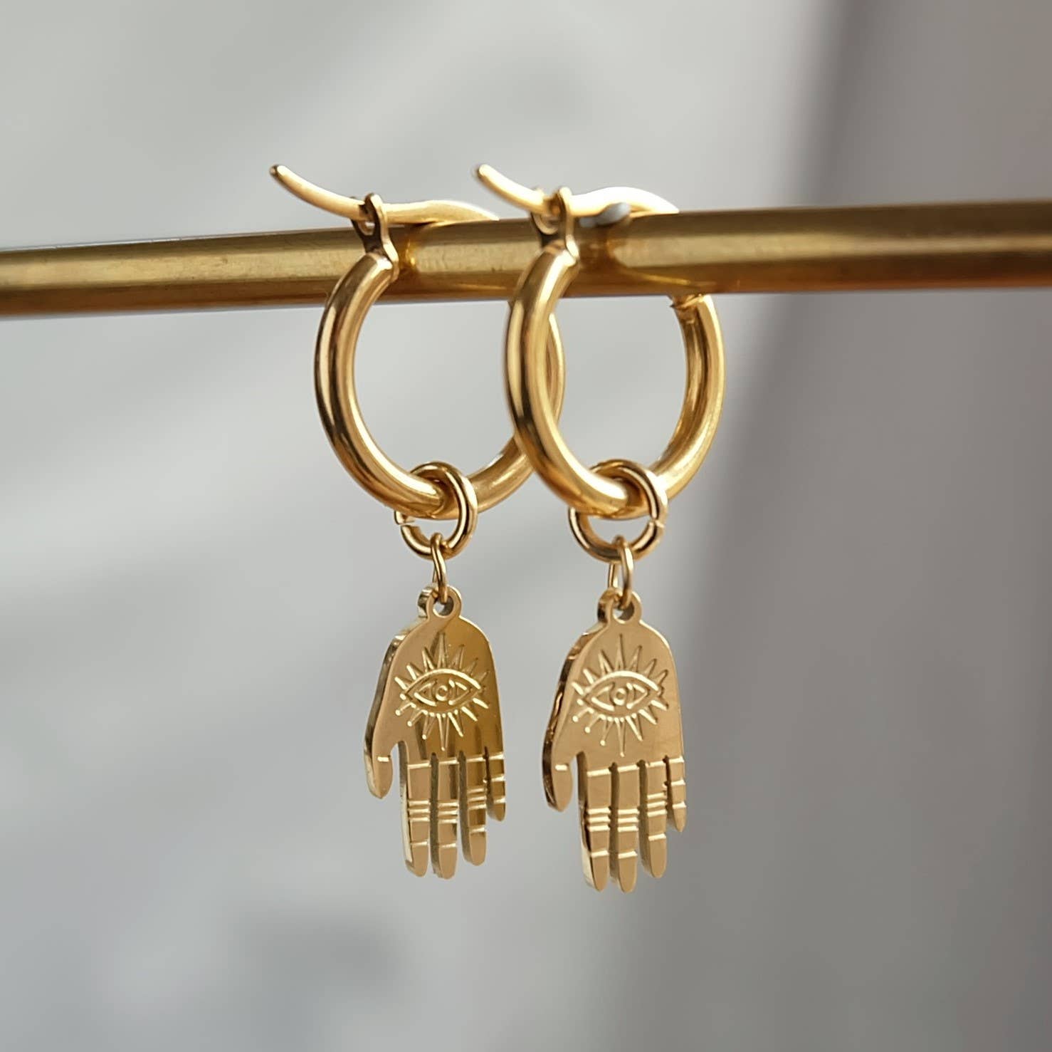 Augusta Jewellery – wholesale Dangle earrings – Hamsa Evil Eye Earrings1