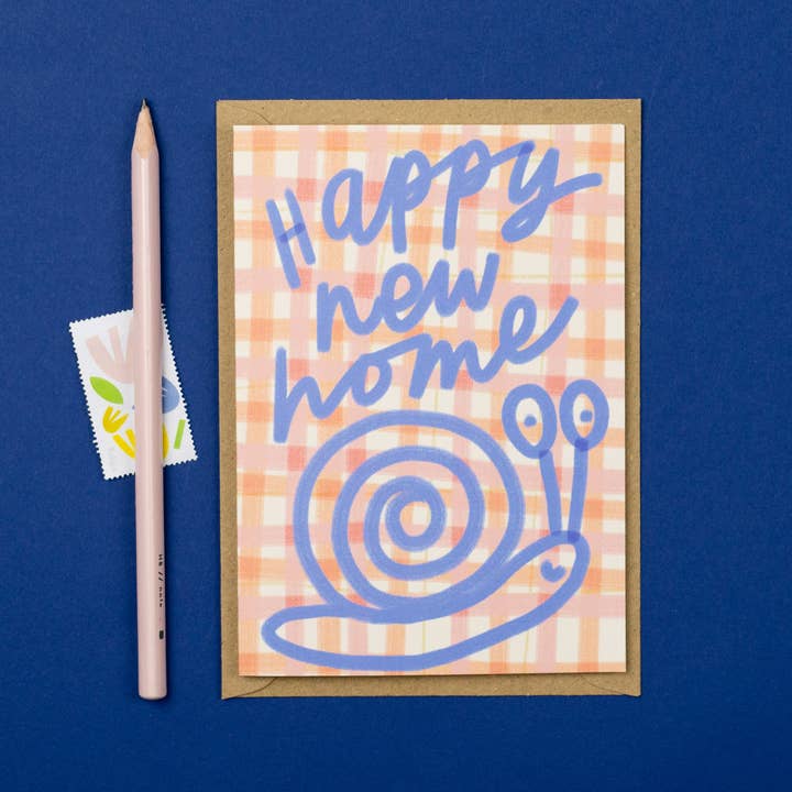 Happy new home snail card housewarming card for wholesale by Letterbox Lane