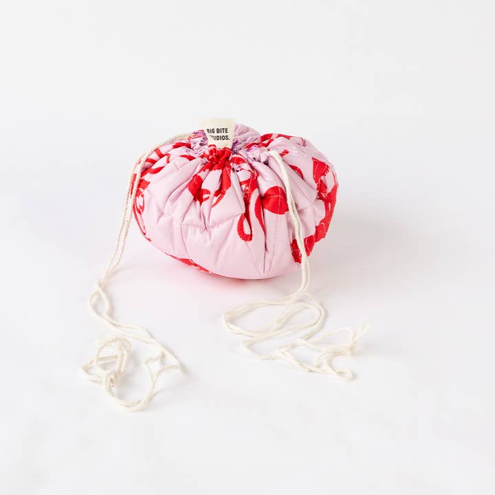 Big Bite Studios - Wholesale Makeup/Cosmetic Bag - HAPPY POUCH CLUB — FLATLAY DRAW STRING MAKEUP BAG