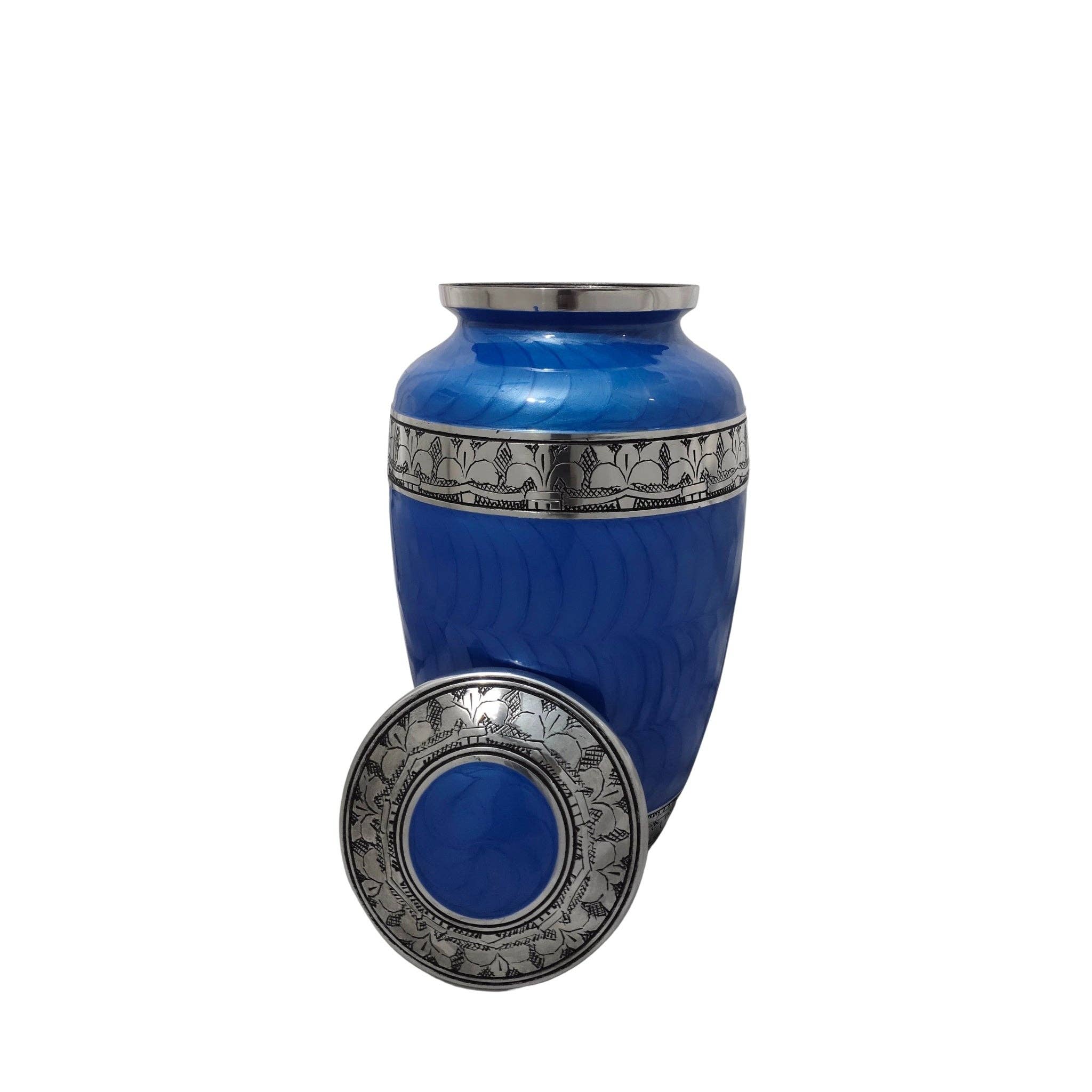 Plutus imports – wholesale Urn – Aluminum Classic Leaf Pattern Adult Cremation Urn3