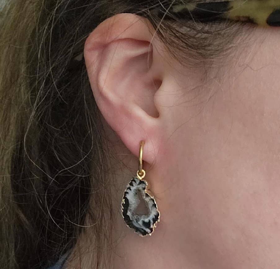 Sara Sela Jewelry - Wholesale Dangle Earrings - Gold Plated Agate/Druzy Dangle and Drop Earrings15