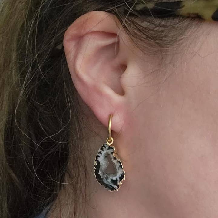 Sara Sela Jewelry - Wholesale Dangle Earrings - Gold Plated Agate/Druzy Dangle and Drop Earrings15