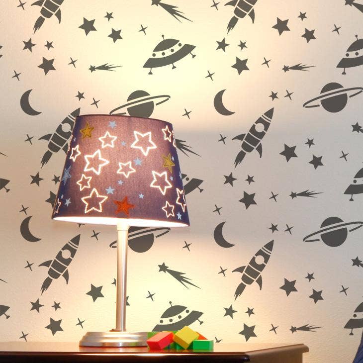 Ideal Stencils – wholesale Stencil – Space Rocket, Shooting Stars & Moon Stencil2