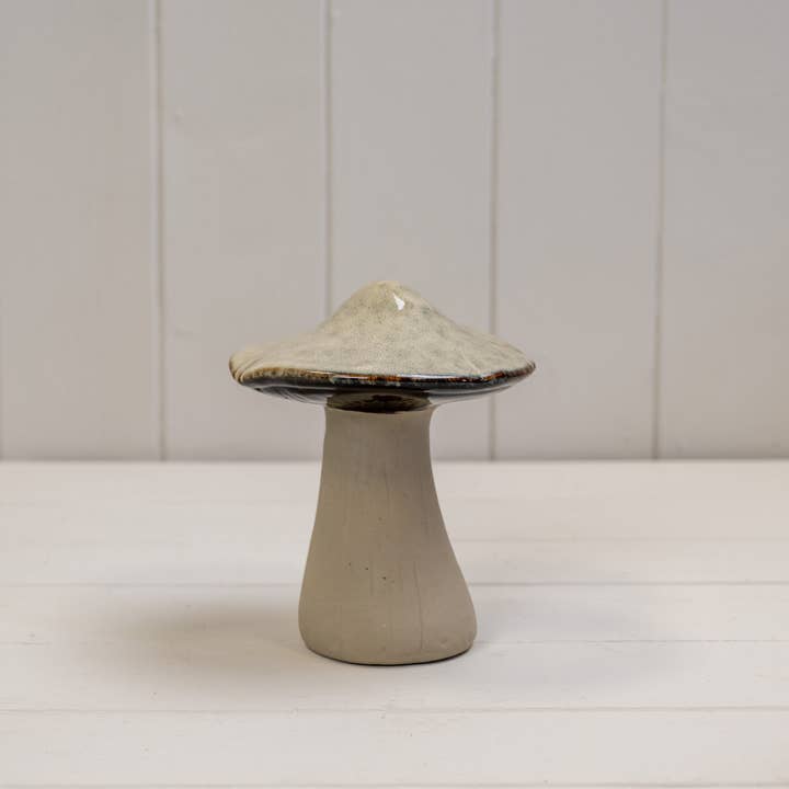 Beige Mottle Ceramic Mushroom Decoration for wholesale by Satchville