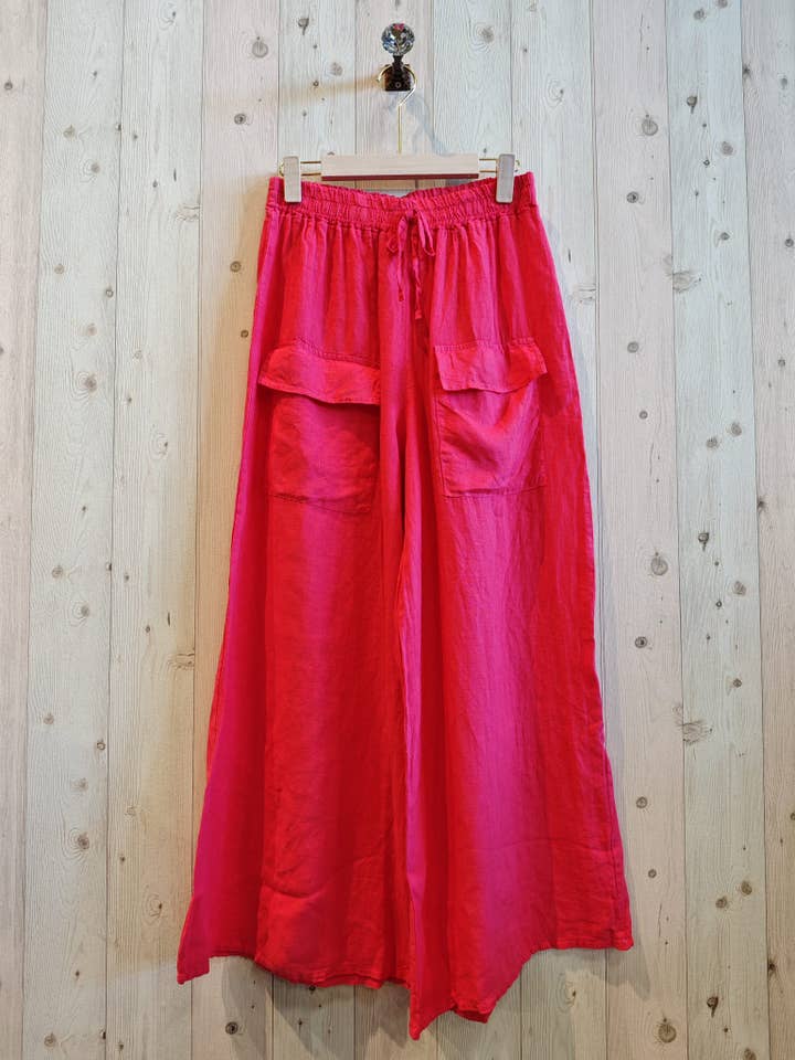 Linen & More - Wholesale Pants - Women's - REF 17830 WIDE-LEG TROUSERS TWO POCKETS 100% LINEN3