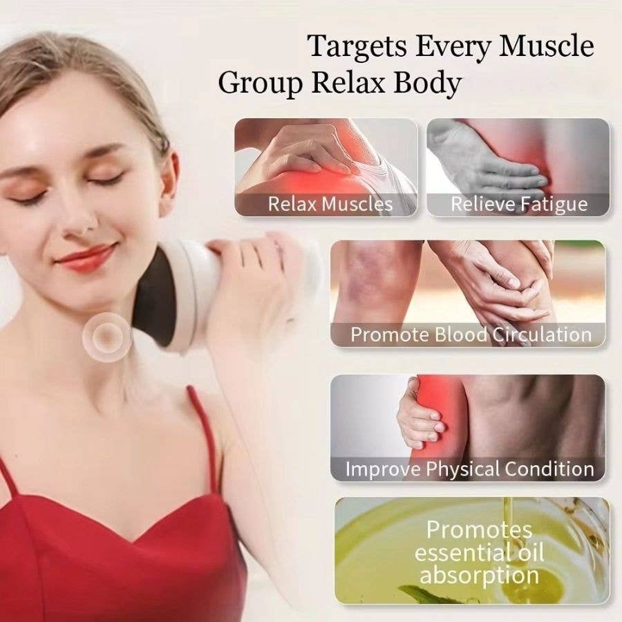 white Body Massager 8 Heads Vibrater Massagers Body Shaping Massage Equipment Roller Shoulder and Neck Massage Machine Handheld-Cellulite Massager for Relax Body with Free Gift for wholesale on Faire9