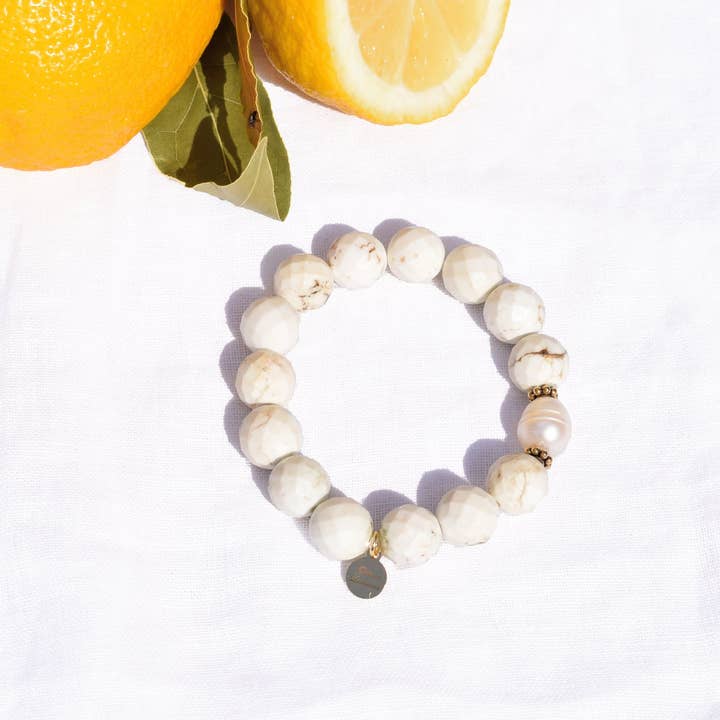 White Magnesite with Freshwater Pearl for wholesale by Oriana Lamarca Designs