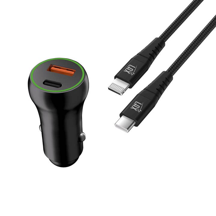 Car Charger 20W with 1 USB-C and 1 USB-A Retail Pack for wholesale by LAX Gadgets