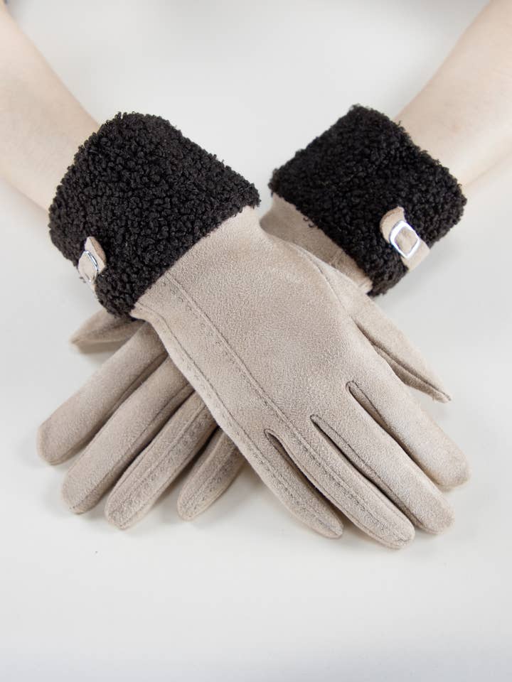 Sherpa Cuff Suede Gloves for wholesale by Original USA