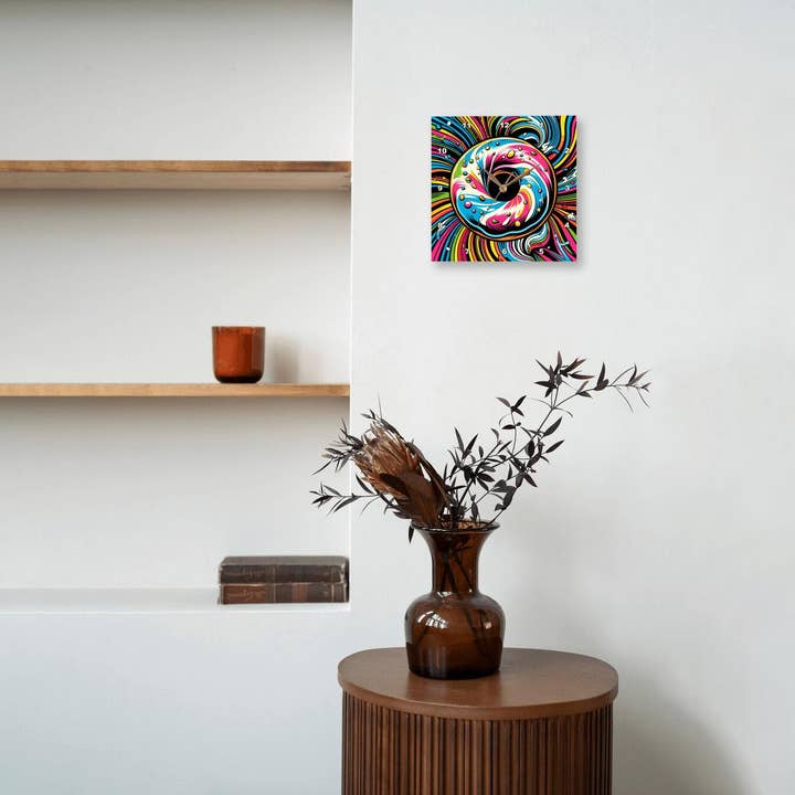 3dRose - Wholesale Wall Clock - 3dRose, Colorful Pop Art of a Donut, Wall Clock7
