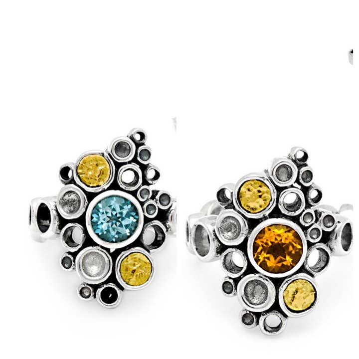 Silver and 18K Yellow Gold Semi Precious Multi-Stone Ring for wholesale by CYN’S Jewelry