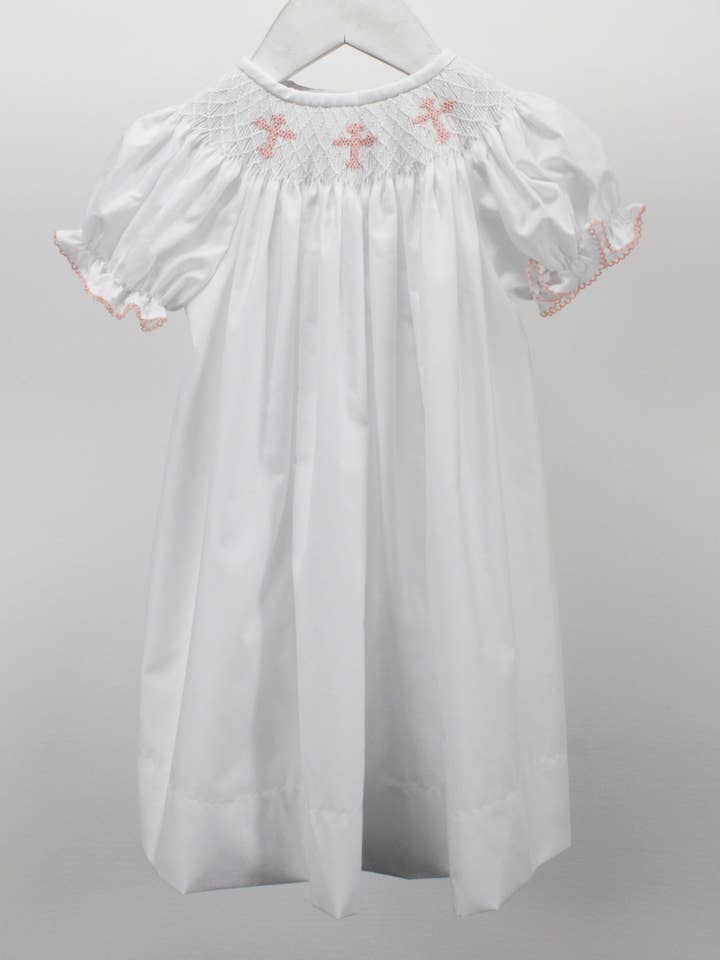 Robe Sophia à croix roses pour la vente par Baby Blessings Clothing