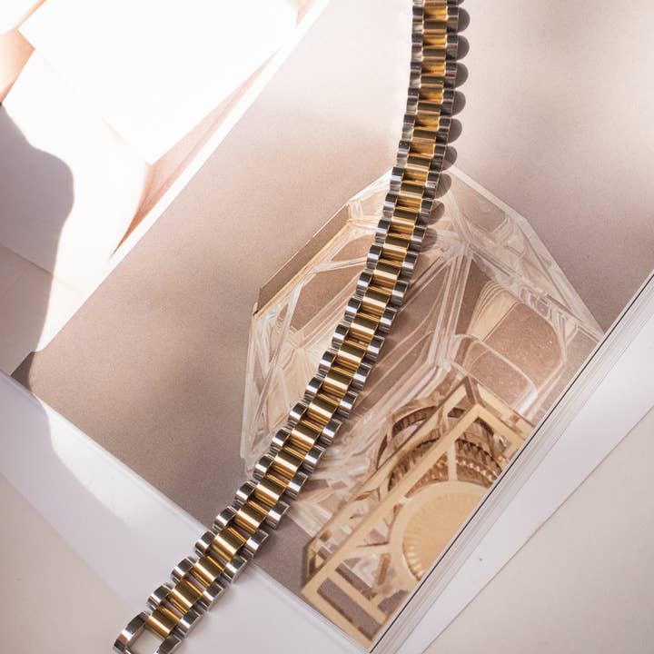 Luv AJ - Wholesale Link & Chain Bracelet - Two-toned Timepiece Bracelet11