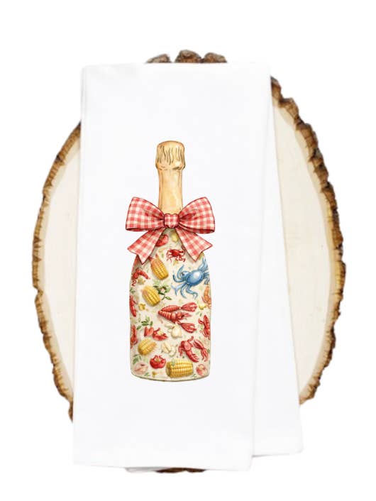 Champagner-Krebskochflasche Handtuch für den Großhandel von The Panicked Pelican