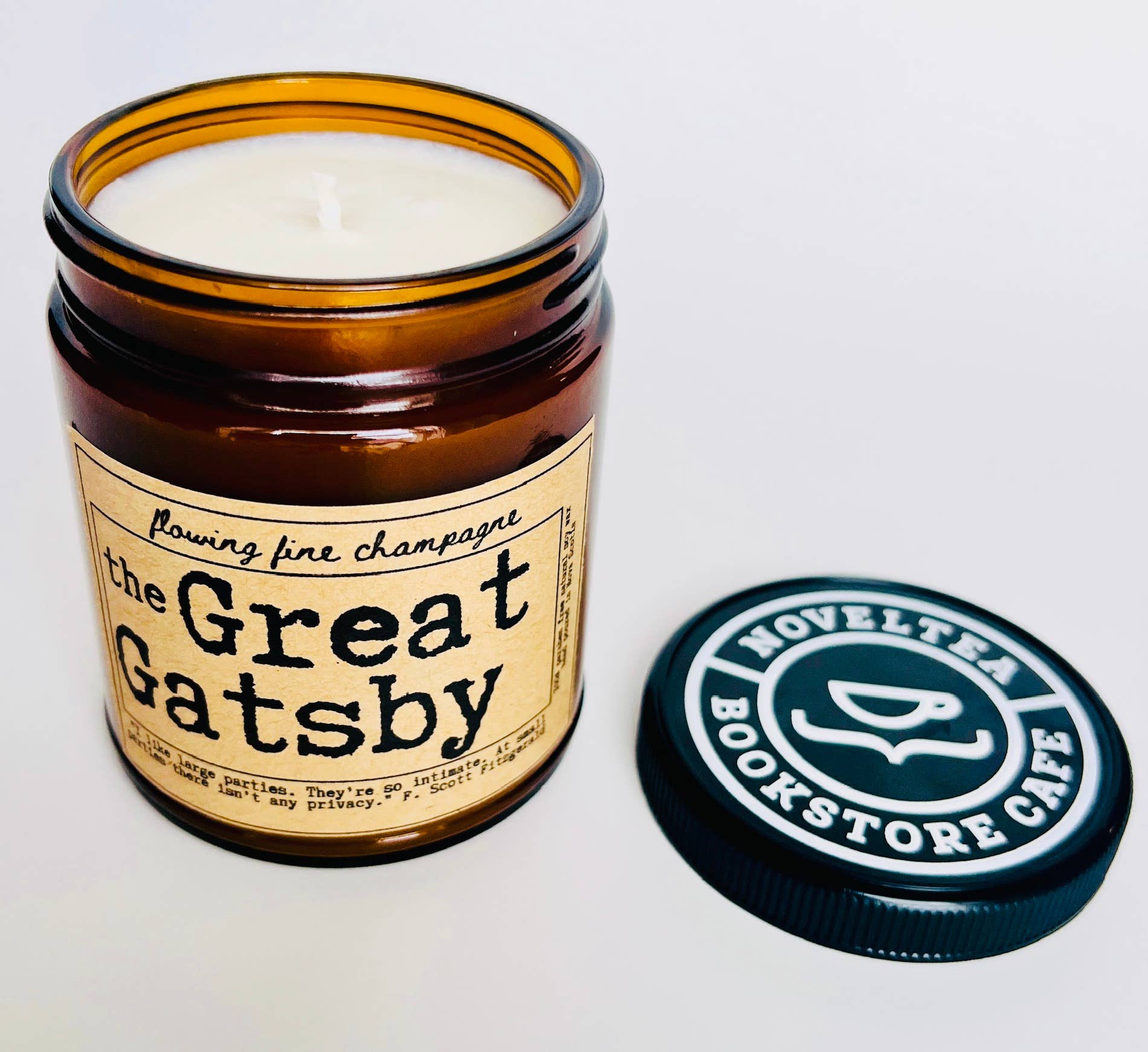 NovelTea Bookstore & Gifts - Wholesale Jar/Filled Candle - The Great Gatsby - Champagne Scented Candle8