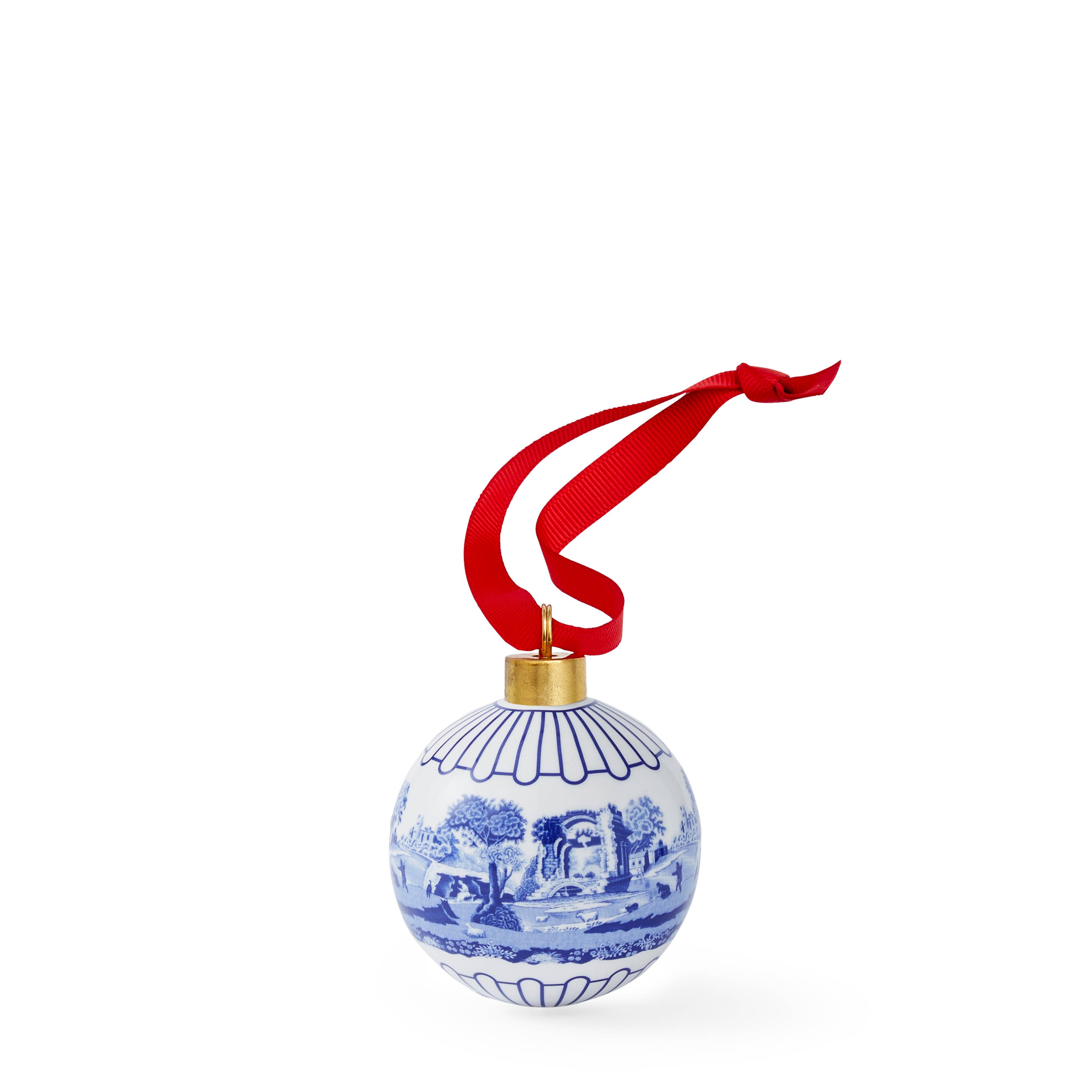 Portmeirion, Spode, Pimpernel, Nacthmann, Wrendale Designs - Wholesale Ornament - Blue Italian Christmas Bauble - Full Scene