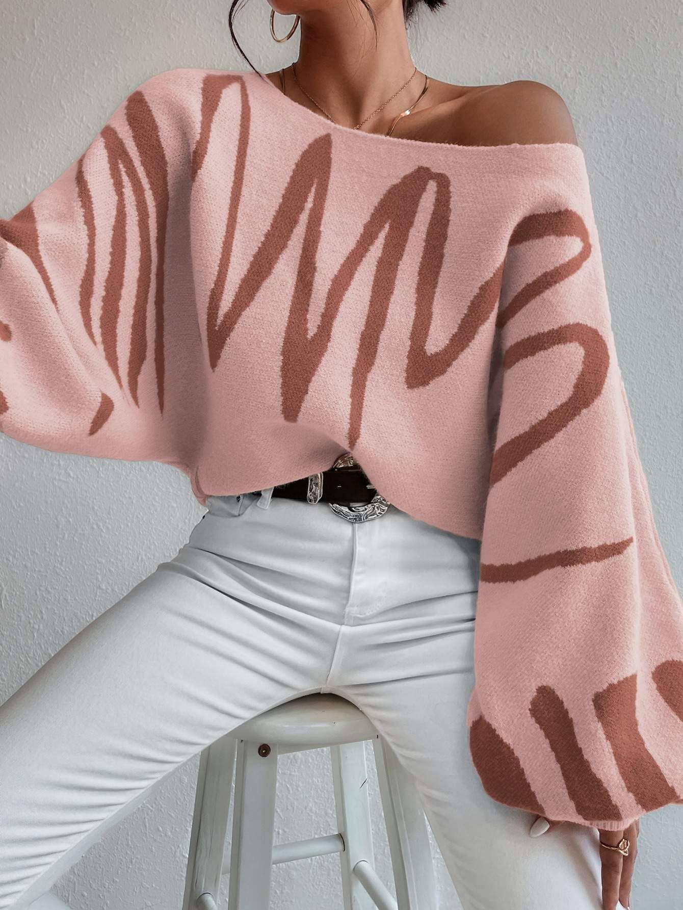 Flarix - Wholesale Knit Sweater - Women's - graphic pattern lantern sleeve sweater12