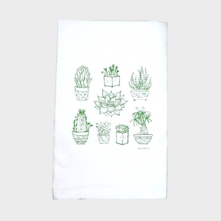 Succulent Dish Towel | Tea Towels | Flour Sack Dish Towels for wholesale by Green Bee Tea Towels
