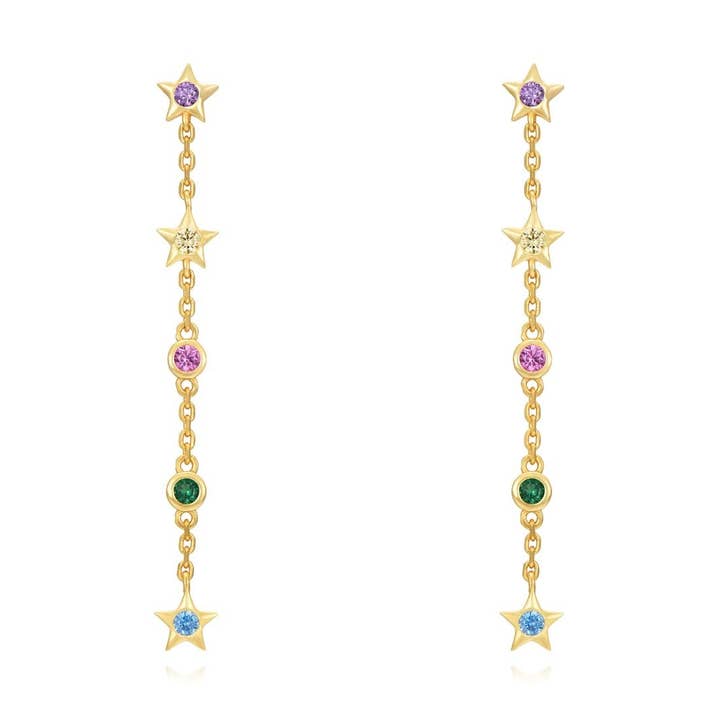 Multicolor Star Chain Earrings for wholesale by Pipía