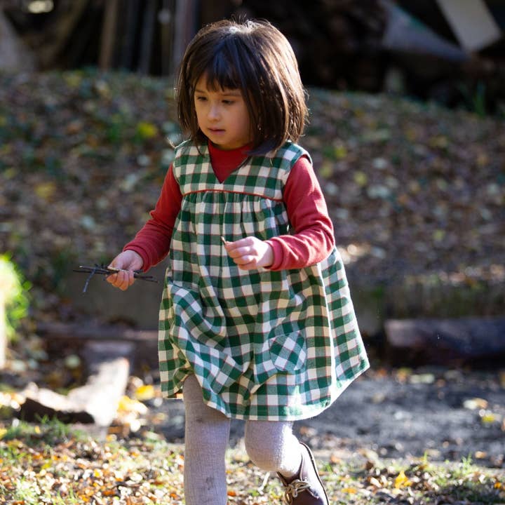 Fern Green Check Swing Dress for wholesale on Faire
