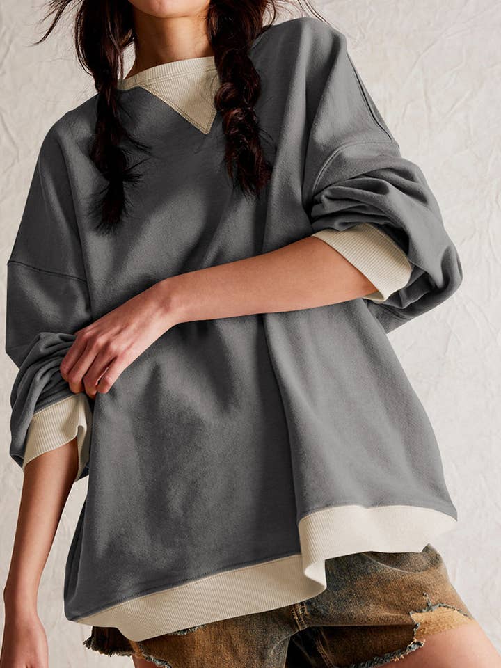 Lily Clothing - Wholesale Hoodie - Women's - STREET STYLE COLOR COUNTER LONG SLEEVE HOODIE9