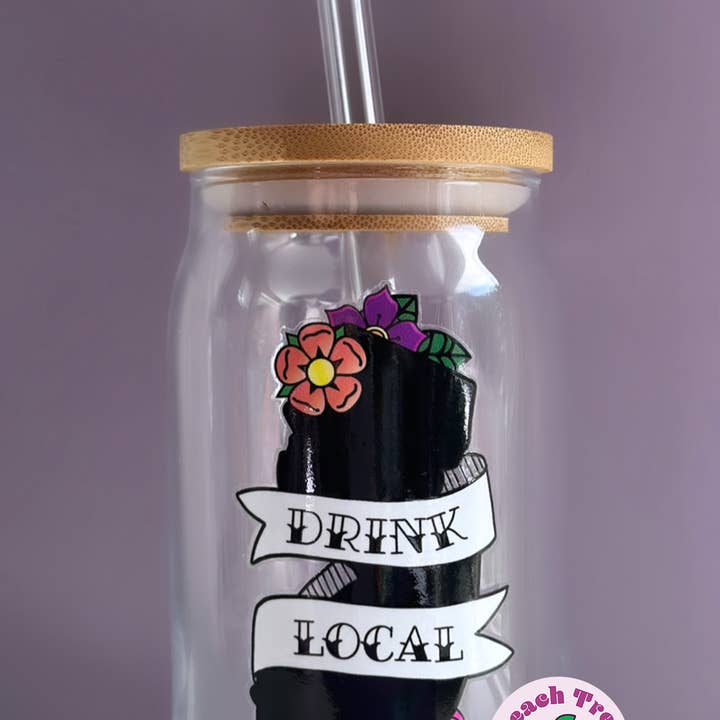 Peach Tree Design Shop – wholesale Drinking glass/cup – New Jersey Glass Cup, Drink Local NJ Craft Beer Distillery2