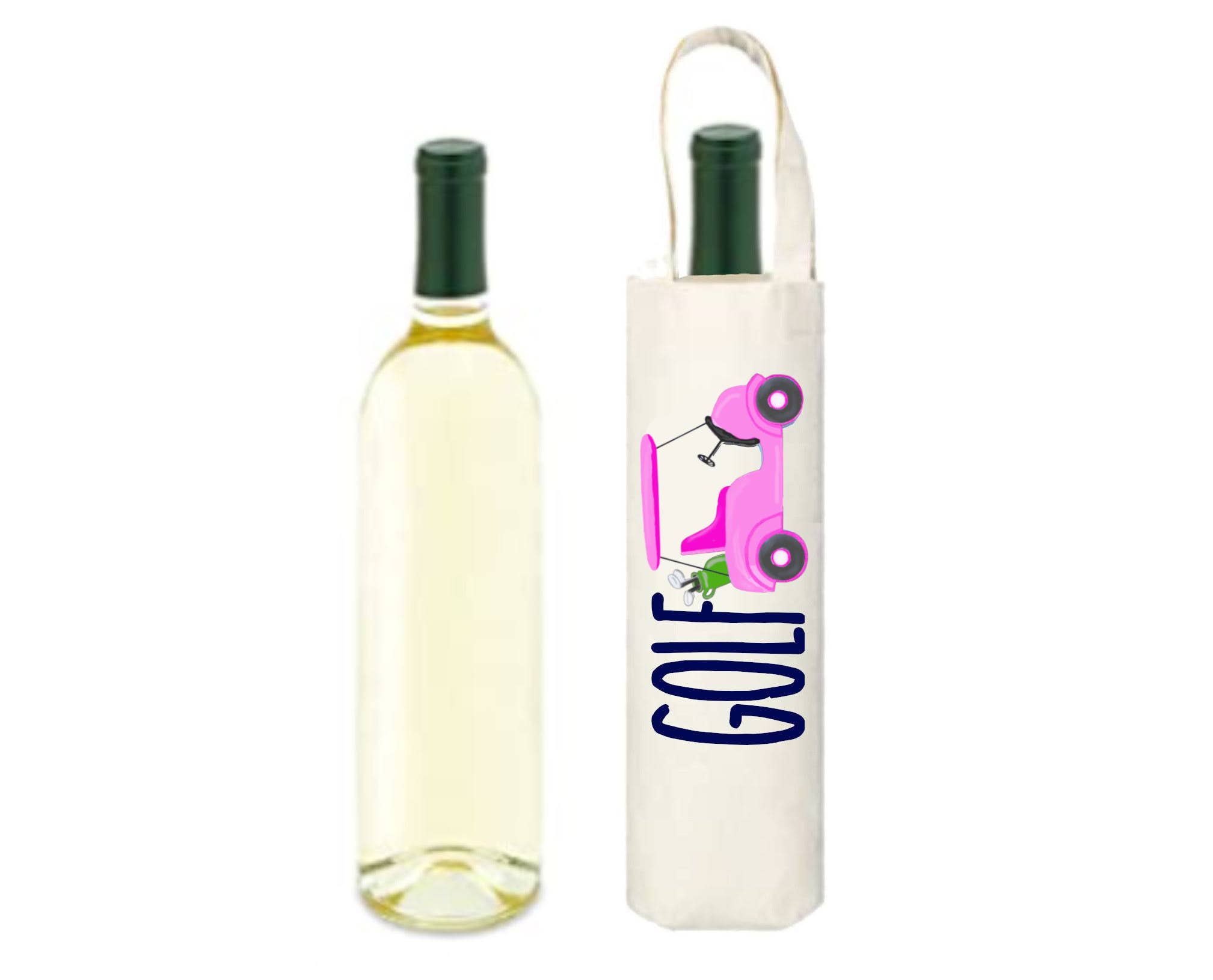 Peachy Pendants - Wholesale Wine Tote - Cotton Wine Tote - Golf (Choose Style)1