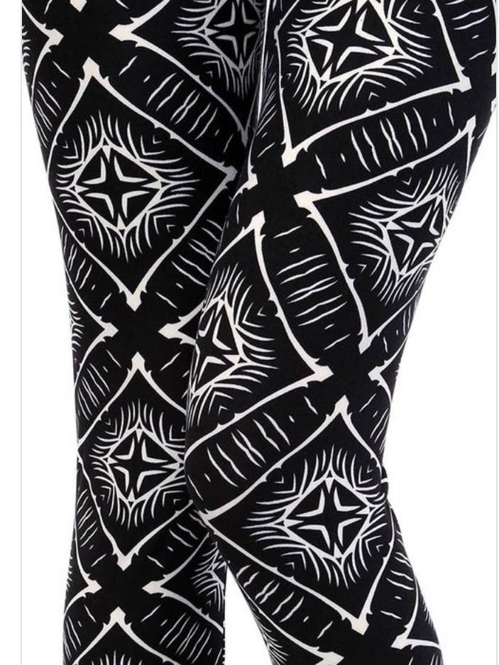White & Black Diamond Print ONE SIZE Leggings for wholesale by Love 4 Leggings