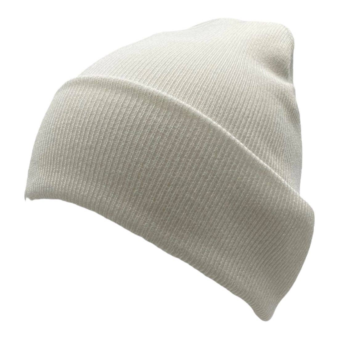The Park Wholesale - Vente Bonnet – unisexe - Bonnets et bonnets de luge à revers en tricot doux, en vrac, multicolore, uni, blanc, vente en gros109