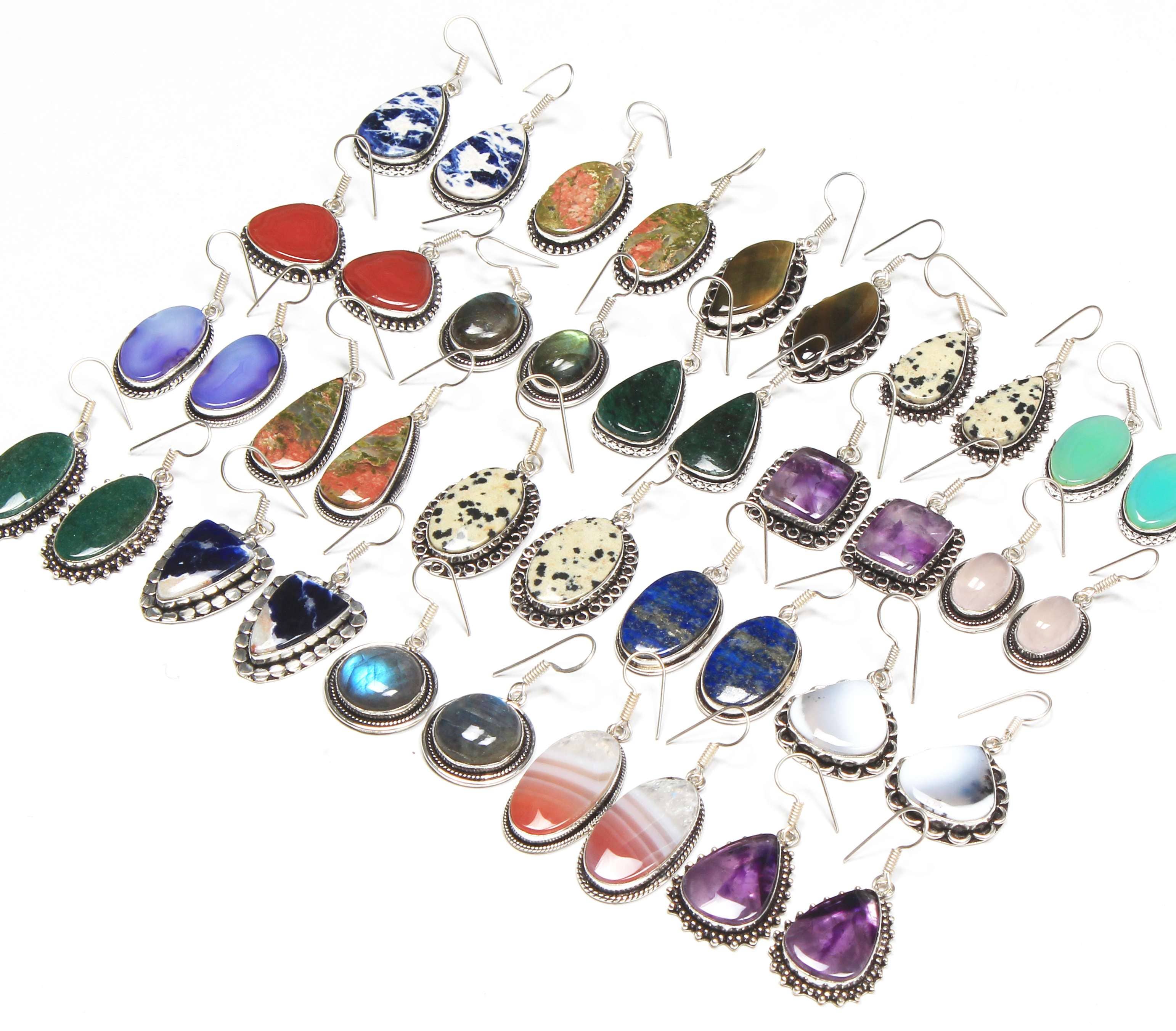 Handmade Jewels - Wholesale Dangle Earrings - Boho Crystal Earrings For Women - Silver Plated, Designer, Chic, Assorted And Wholesale11