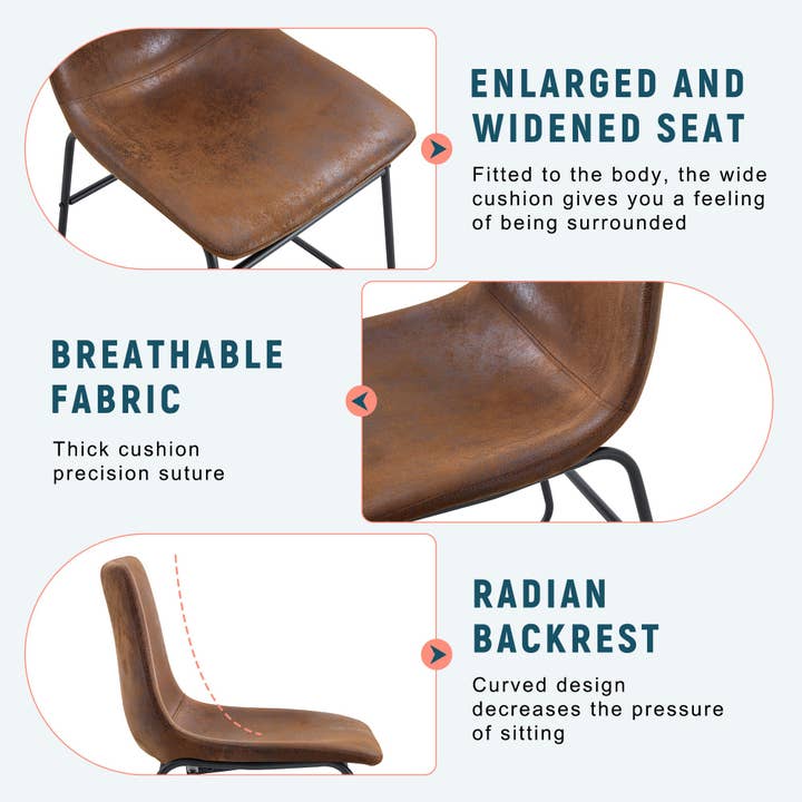39F Inc. - Wholesale Chair - Set of 4 Retro Brown Suede Bar Stools Non-Slip7