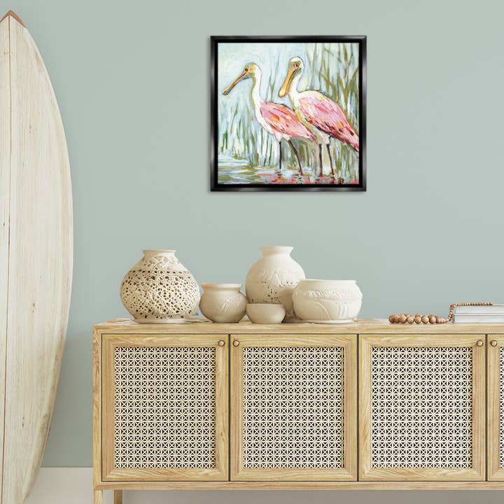 Stupell Industries - Wholesale Canvas Art - Spoonbill Birds Pair Floating Frame8