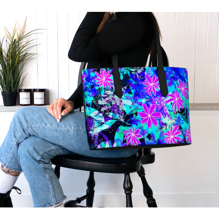 Lunar Daisy Garden Floral Vegan Läder Tygväska för wholesale av RiverWood Forest