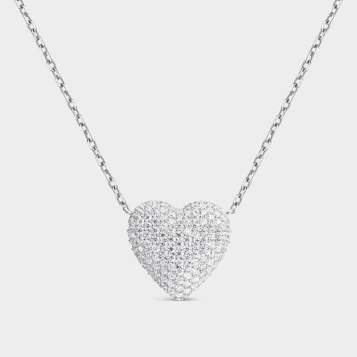 Itemporality - Wholesale Pendant/Charm Necklace - White pavé heart necklace