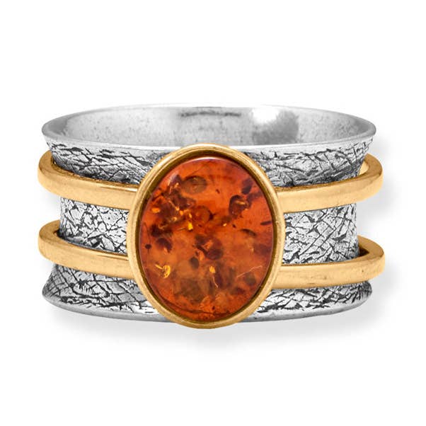 Anillo de ámbar báltico bicolor para venta al por mayor de Silver Stars Collection