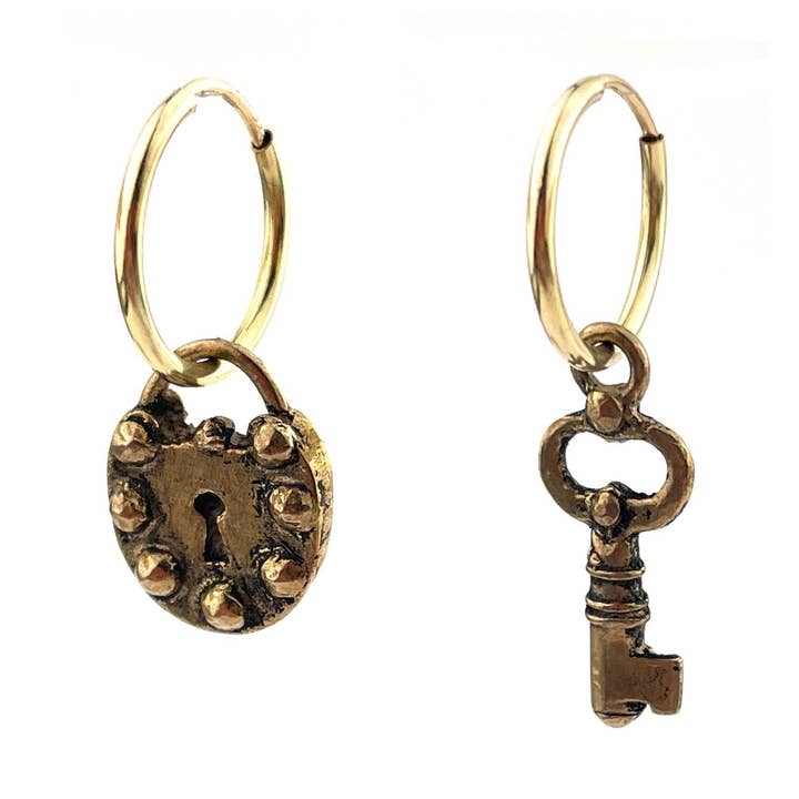 LOCK & KEY Tiny Endless Hoops for wholesale by Compass Rose Design