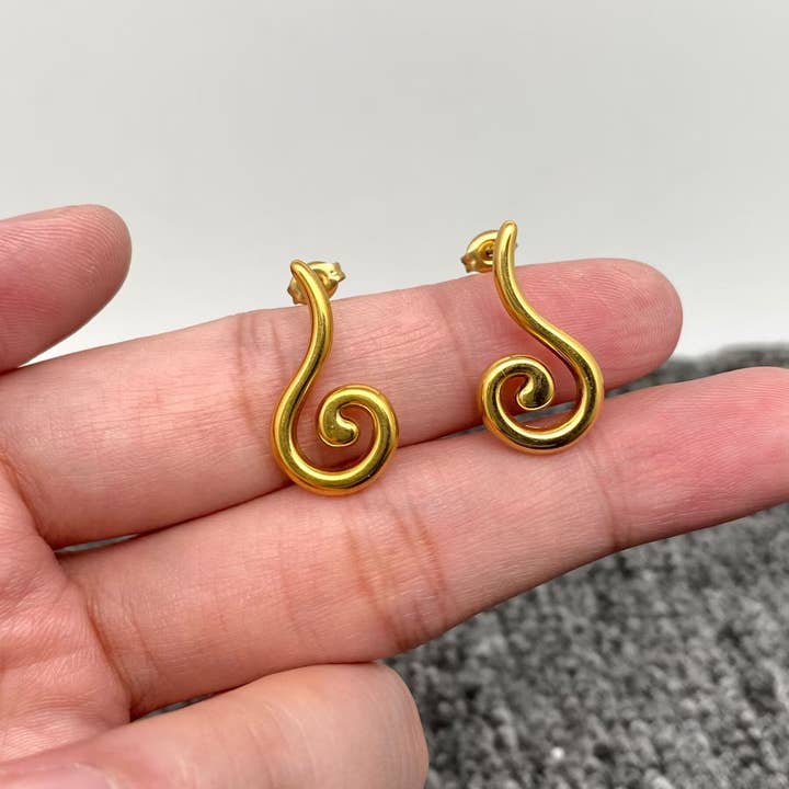 Geometrisk tråd 18K forgyldt SS Stud øreringe - FGS for engroshandel hos Mio Queena