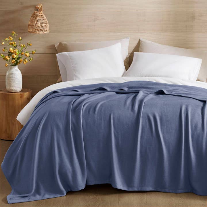 Olliix - Wholesale Bedding Blanket - Diamond Jacquard Soft Bamboo Cotton Blanket, Navy