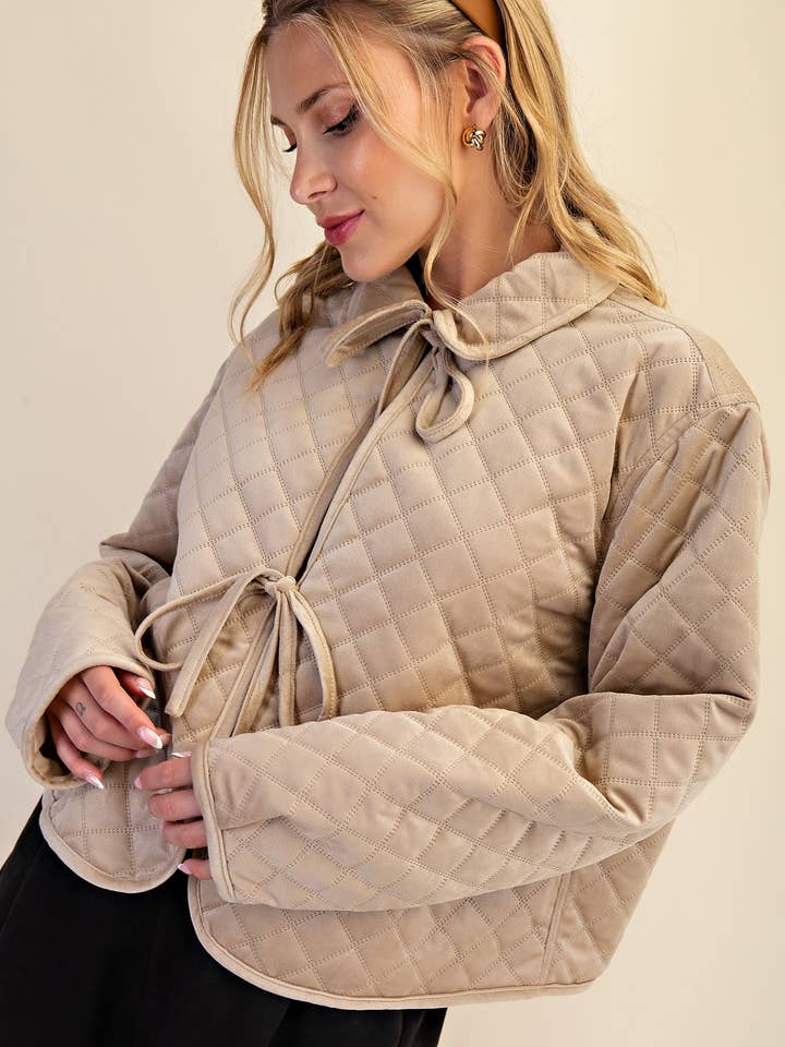 Collar Neck Front Tie Jacket for wholesale by Glam