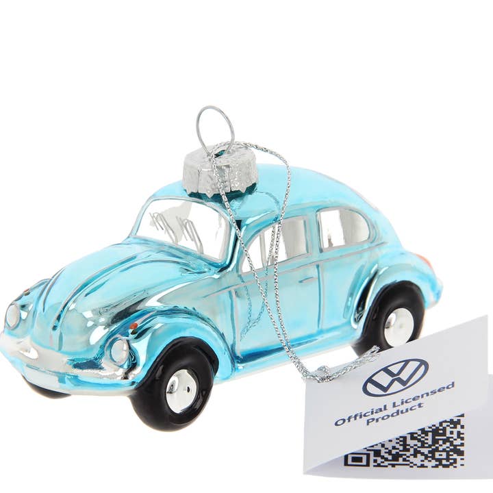 Adorno navideño de vidrio con VW Beetle azul - BL para venta al por mayor de VW Collection by BRISA