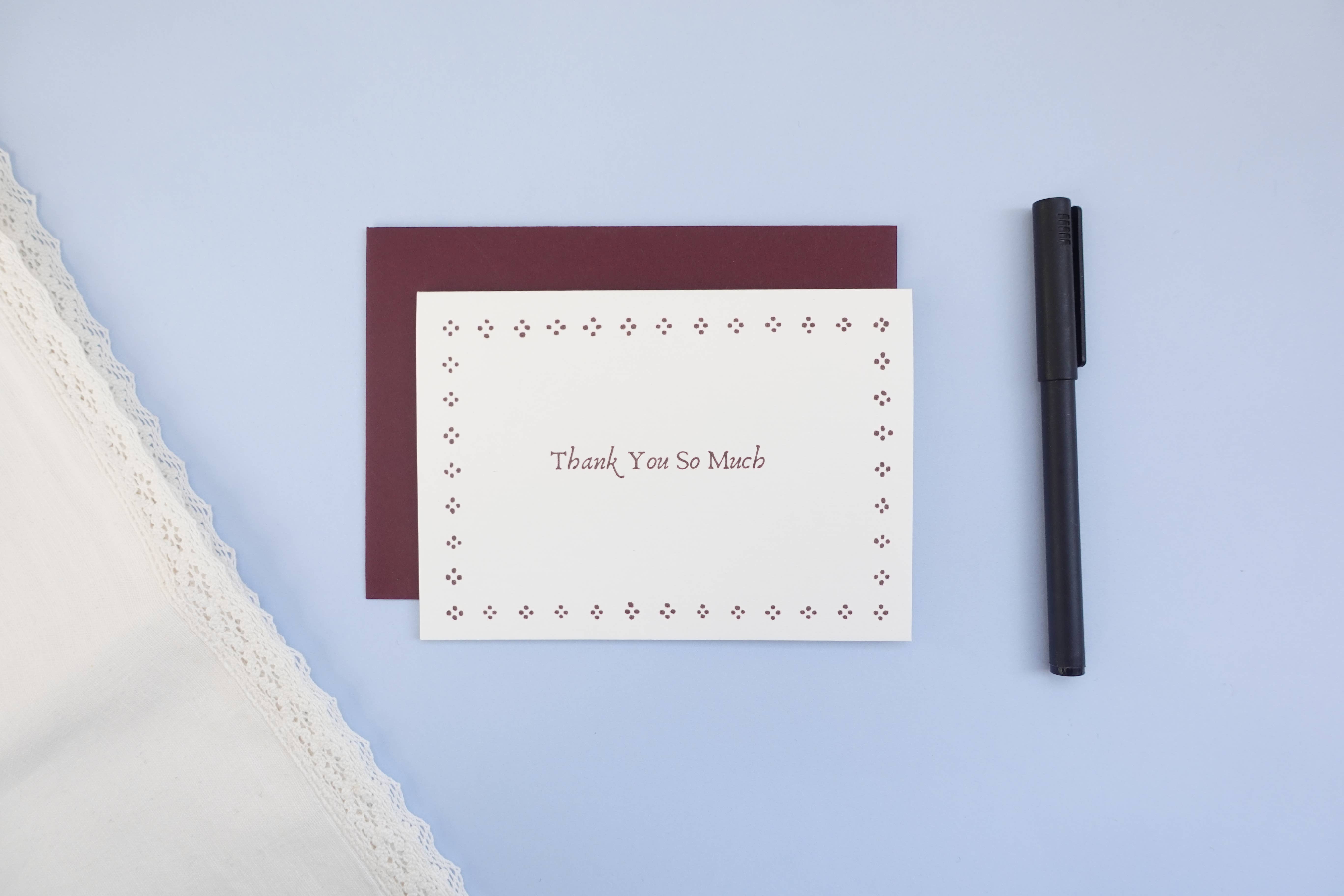 La Belle Saison – wholesale Thank you card – Thank You Premium Burgundy Greeting Card  A6  0