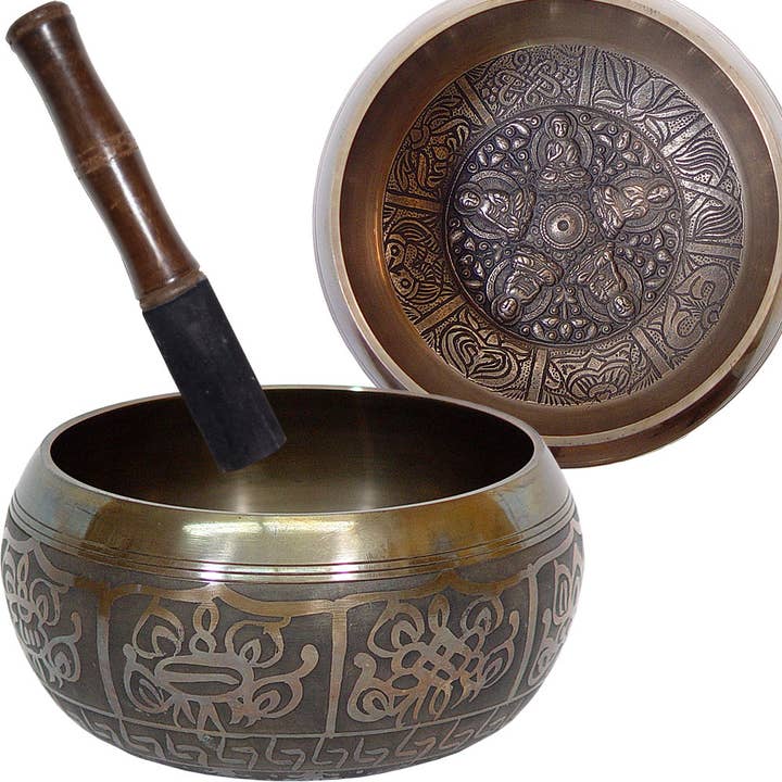 Embossed Singing Bowl Small 5 Dhyani Buddhas (Each) for wholesale by Kheops International