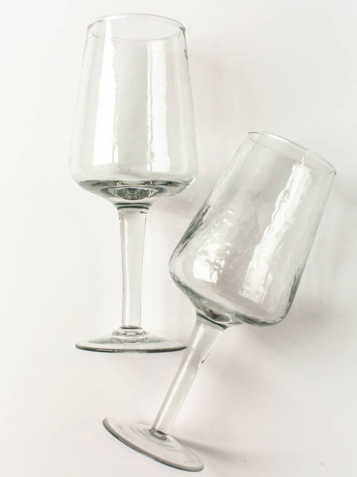 Handblown Hammered Wine Glass Pair for wholesale by Creative Women Australia