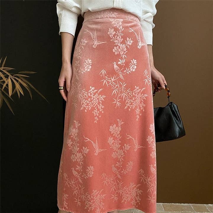 Velvet Half Skirt with Floral and Bird Embroidery and other Purchase Wholesale pettiskirts. Free Returns & Net 60 Terms on Faire trending on Faire.