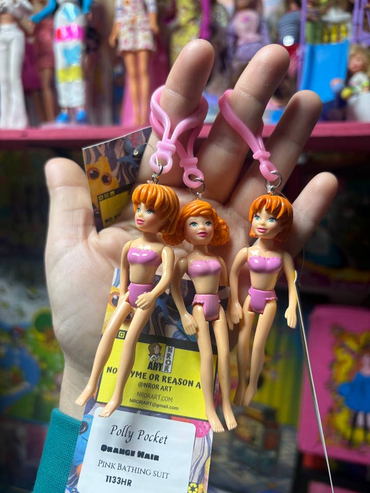 Polly Pocket Bag Clip - Y2K Vintage - Orange Hair, Pink for wholesale by NO RHYME OR REASON ART