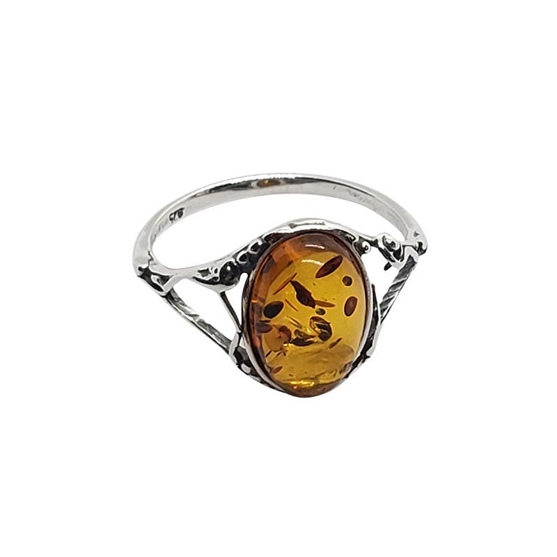 Amberman - Wholesale Cocktail/gelegenheidsring - Cognac Amber Sterling zilveren ring1